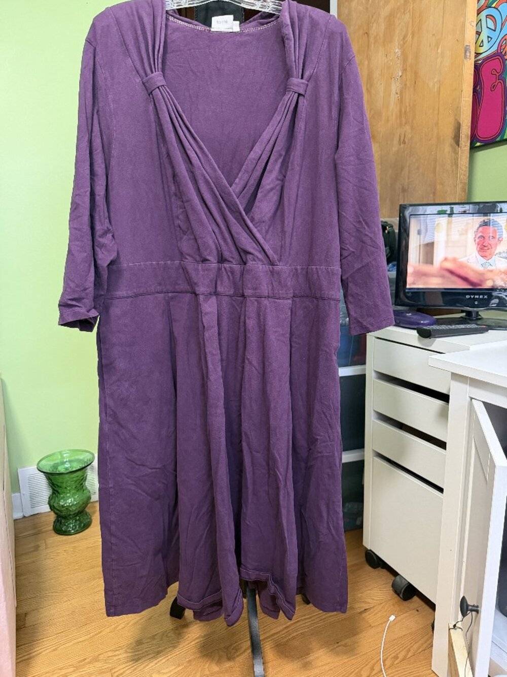 EShakti 4X/28 3/4 length sleeve midi purple dress with pockets